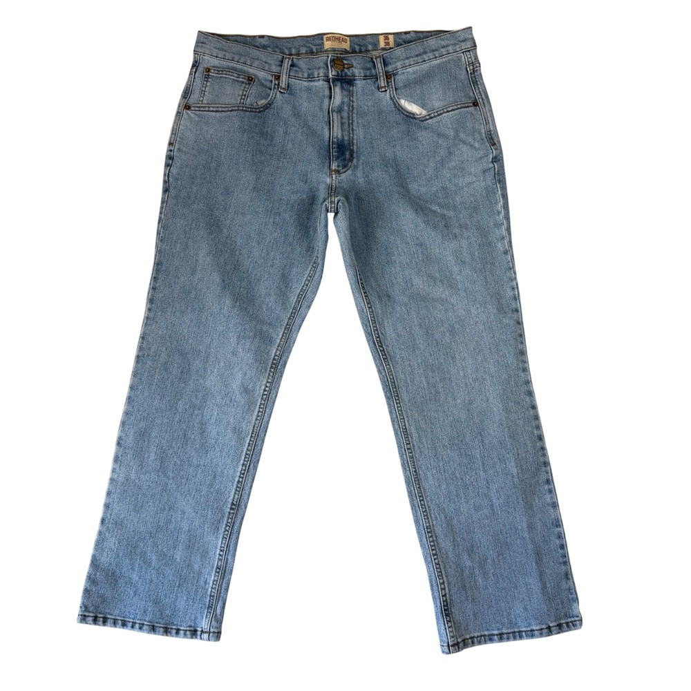 Redhead Mens 36x29 Light Wash Straight Leg Stretch Denim Jeans 19 P031 LA